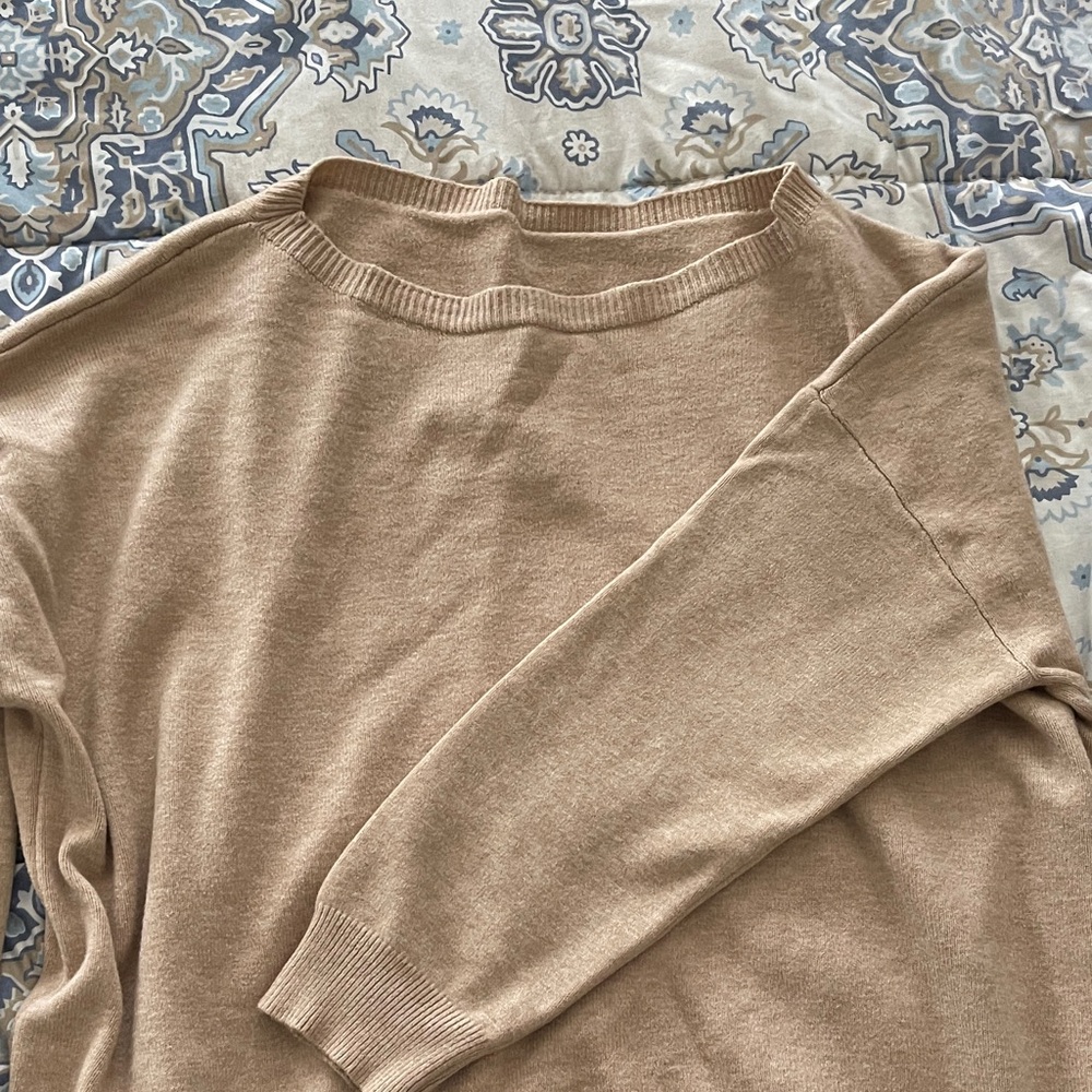 Amazon Essentials Tan Off-the Shoulder Sweater Great for boho style